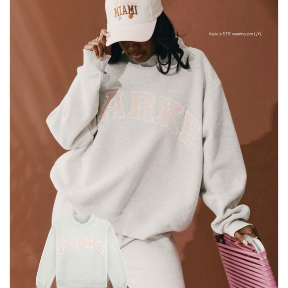 Parke Tops - Parke Light Gray Sweatshirt with Miami Pink Lettering